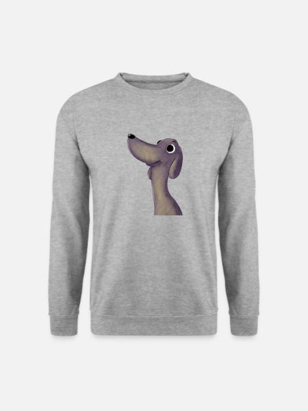 Lustiger Hund - Unisex Pullover - Weißgrau meliert