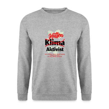 Hütten Klima Aktiviste für Hell - Unisex Pullover - Weißgrau meliert - Vorne - Alina (178cm) & Michal (187cm)