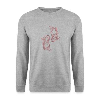 Carpes Koï rouges - Sweat-shirt Unisexe - gris chiné - Devant - Alina (178cm) & Michal (187cm)