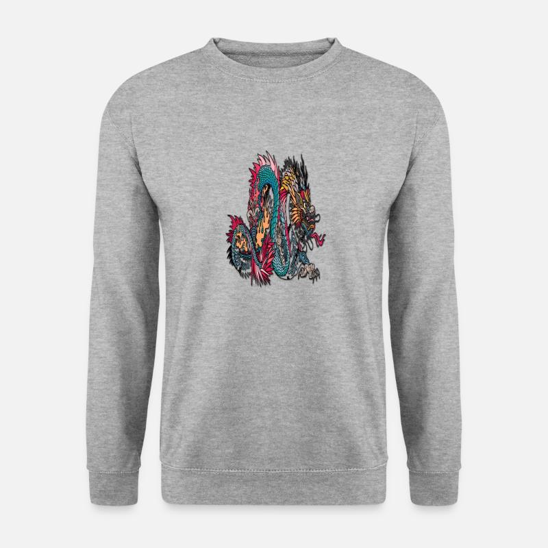 Drache - Unisex Pullover - Weißgrau meliert