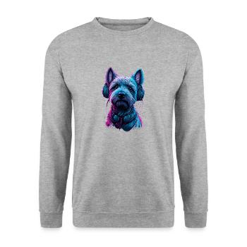 West Highland White Terrier, Westi, DJ, Hund - Unisex Pullover - Weißgrau meliert - Vorne - Alina (178cm) & Michal (187cm)