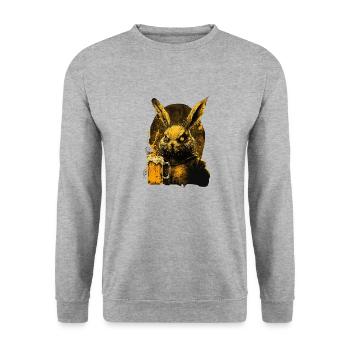 Cool crazy rabbit with beer - Unisex Sweatshirt - salt & pepper - Front - Alina (178cm) & Michal (187cm)