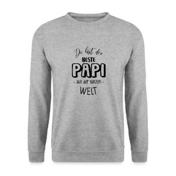 Du bist der beste PAPI auf der ganzen Welt - Unisex Pullover - Weißgrau meliert - Vorne - Alina (178cm) & Michal (187cm)