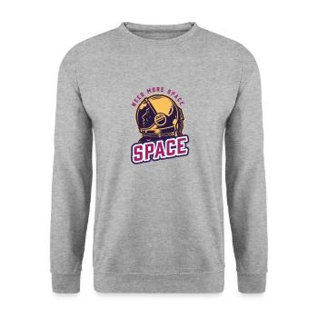 need more space astronaut Cosmic vintage - Unisex Sweatshirt - salt & pepper - Front - Alina (178cm) & Michal (187cm)