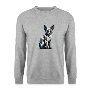 Chat siamois polygonal - Sweat-shirt Unisexe - gris chiné - Devant - Alina (178cm) & Michal (187cm)