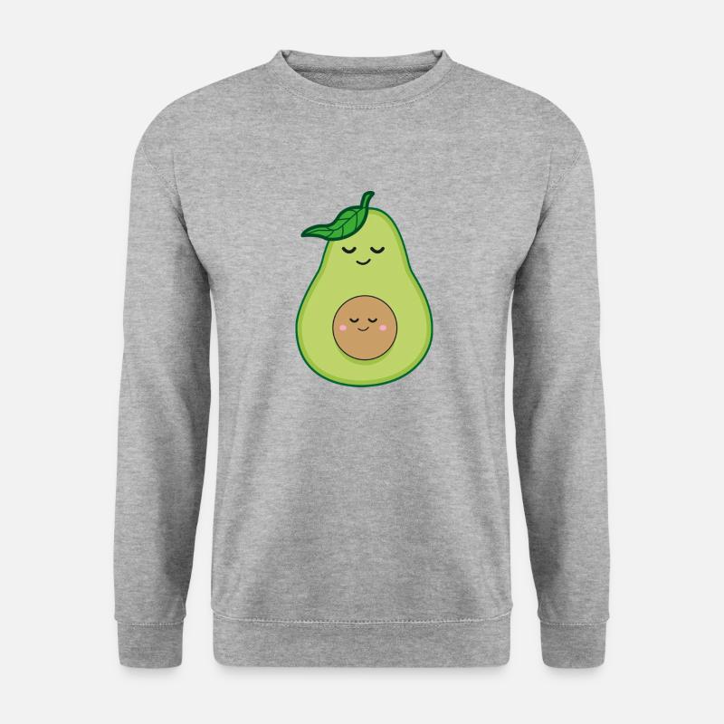 Avocado - Schwangerschafts - Design - Unisex Pullover - Weißgrau meliert