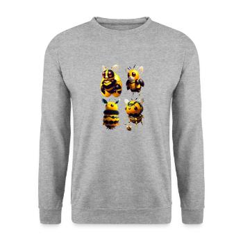 kawaii flying bees - Unisex Sweatshirt - salt & pepper - Front - Alina (178cm) & Michal (187cm)