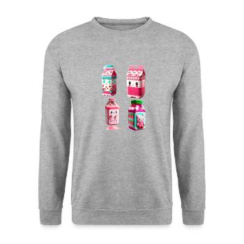 kawaii strawberry milk carton - yummy! - Unisex Sweatshirt - salt & pepper - Front - Alina (178cm) & Michal (187cm)