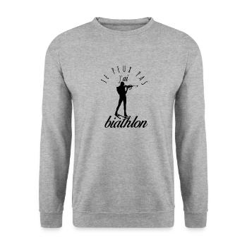 Je peux pas, j'ai biathlon - Sweat-shirt Unisexe - gris chiné - Devant - Alina (178cm) & Michal (187cm)