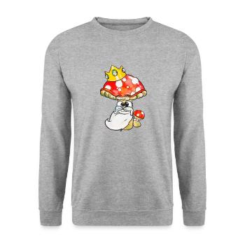 Schwammerlkoenig ohne Schrift - Unisex Pullover - Weißgrau meliert - Vorne - Alina (178cm) & Michal (187cm)