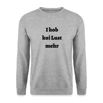 Keine Lust - bayerischer Spruch - Unisex Pullover - Weißgrau meliert - Vorne - Alina (178cm) & Michal (187cm)