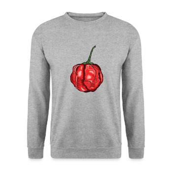 Chili Pflanze scharf Tabasco Jalapeno Habanero - Unisex Pullover - Weißgrau meliert - Vorne - Alina (178cm) & Michal (187cm)