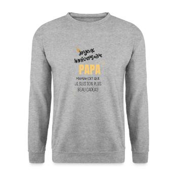 Joyeux anniversaire Papa - Sweat-shirt Unisexe - gris chiné - Devant - Alina (178cm) & Michal (187cm)