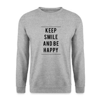 Keep smile and be happy - Sweat-shirt Unisexe - gris chiné - Devant - Alina (178cm) & Michal (187cm)