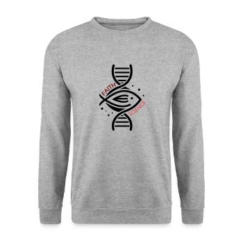 Science et foi - L’ADN et les poissons. - Sweat-shirt Unisexe - gris chiné - Devant - Alina (178cm) & Michal (187cm)