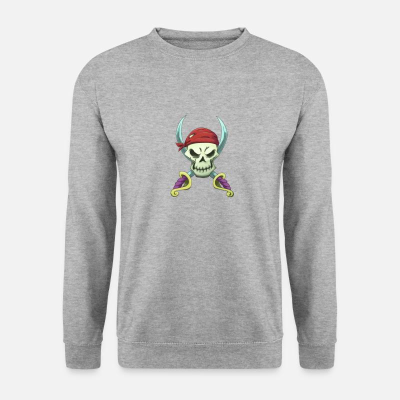 Pirat Skull - Unisex Pullover - Weißgrau meliert