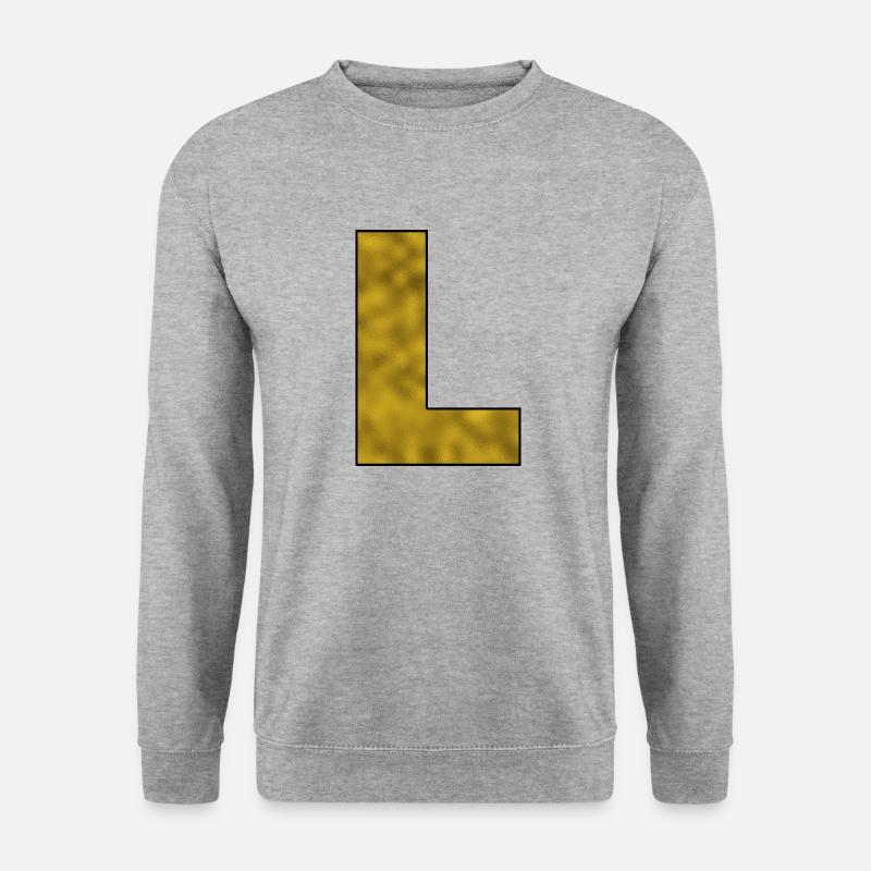 Buchstabe L Gold - Unisex Pullover - Weißgrau meliert