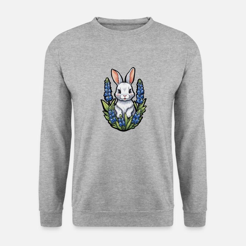 Hase Kaninchen Bluebonnets - Unisex Pullover - Weißgrau meliert