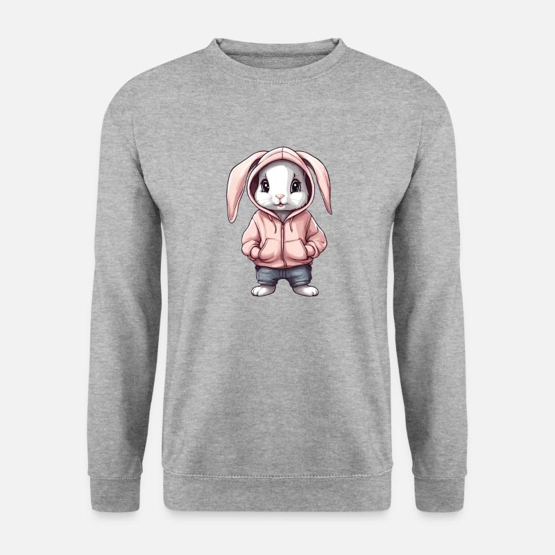 Lapin mignon avec pull hoddie - Sweat-shirt Unisexe - gris chiné
