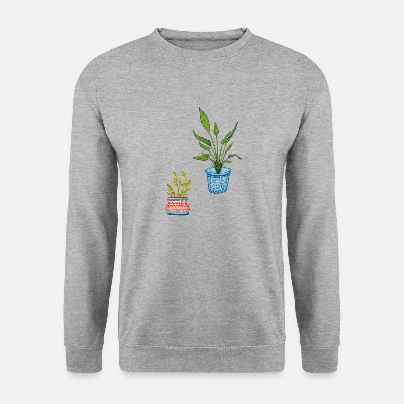 Topfpflanzen - Unisex Pullover - Weißgrau meliert