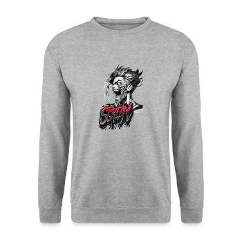 Schrei - Unisex Pullover - Weißgrau meliert - Vorne - Alina (178cm) & Michal (187cm)
