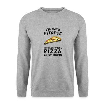 J’aime la pizza entière Fitness - Sweat-shirt Unisexe - gris chiné - Devant - Alina (178cm) & Michal (187cm)