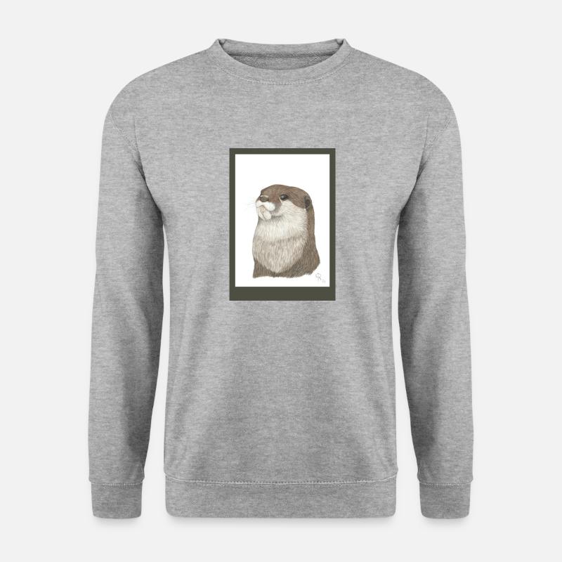 240728 Otter 3 - Unisex Pullover - Weißgrau meliert
