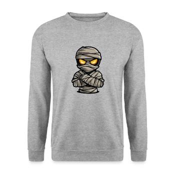 Mumie Halloween Comic - Unisex Pullover - Weißgrau meliert - Vorne - Alina (178cm) & Michal (187cm)