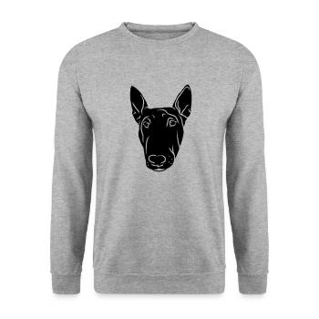 Tête de Bull Terrier Noir - Sweat-shirt Unisexe - gris chiné - Devant - Alina (178cm) & Michal (187cm)