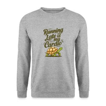 Running Late Is My Cardio - Unisex Sweatshirt - salt & pepper - Front - Alina (178cm) & Michal (187cm)