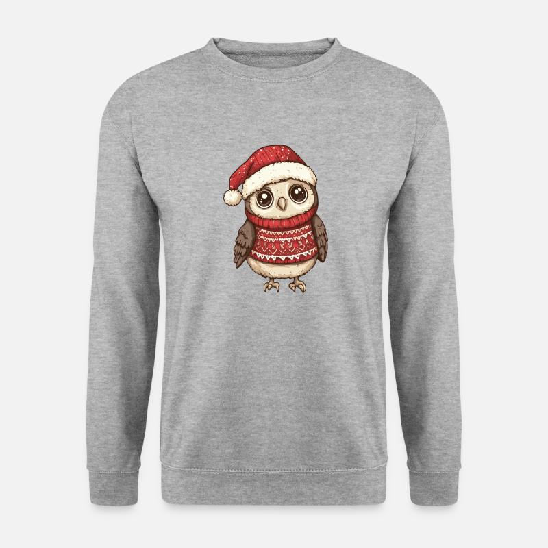 Eule Weihnachten - Unisex Pullover - Weißgrau meliert