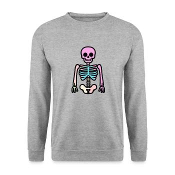 Skeleton Halloween Comic - Unisex Sweatshirt - salt & pepper - Front - Alina (178cm) & Michal (187cm)