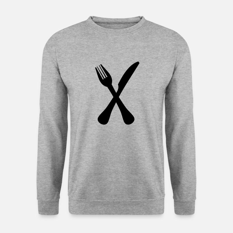 Besteck - Unisex Pullover - Weißgrau meliert