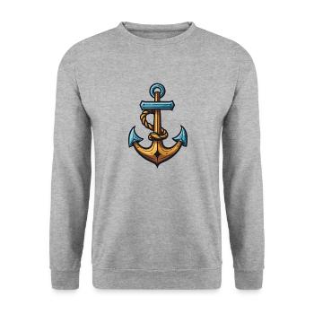 Anchor Symbol Harbour - Unisex Sweatshirt - salt & pepper - Front - Alina (178cm) & Michal (187cm)