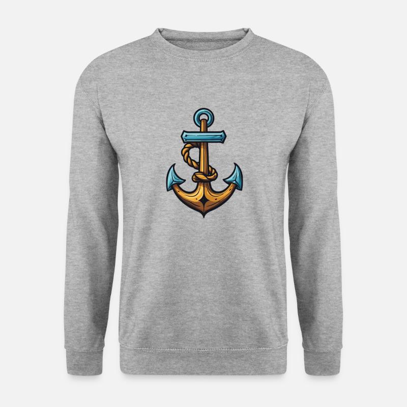 Anker Symbol Hafen - Unisex Pullover - Weißgrau meliert