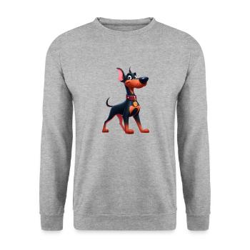 Dobermann 3 - Unisex Pullover - Weißgrau meliert - Vorne - Alina (178cm) & Michal (187cm)