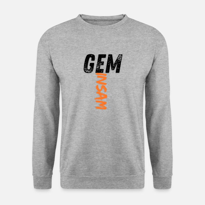 Gemeinsam / Einsam - Unisex Pullover - Weißgrau meliert