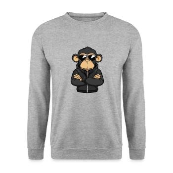 Affe Comic - Unisex Pullover - Weißgrau meliert - Vorne - Alina (178cm) & Michal (187cm)