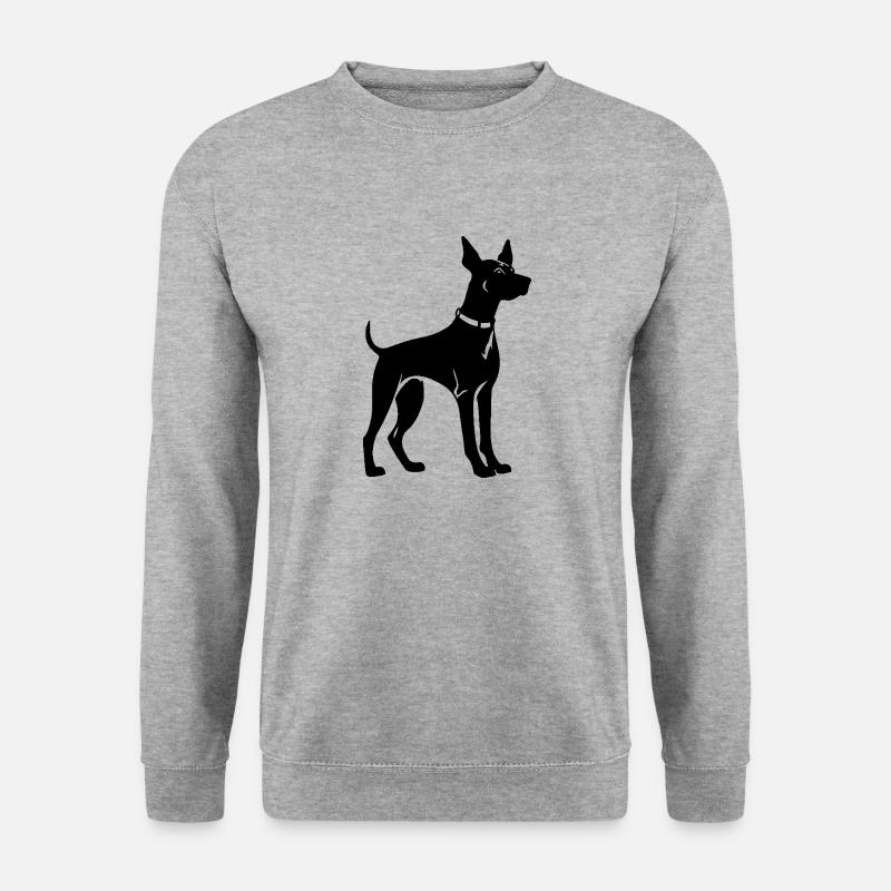 Doberman Hund - Unisex Pullover - Weißgrau meliert