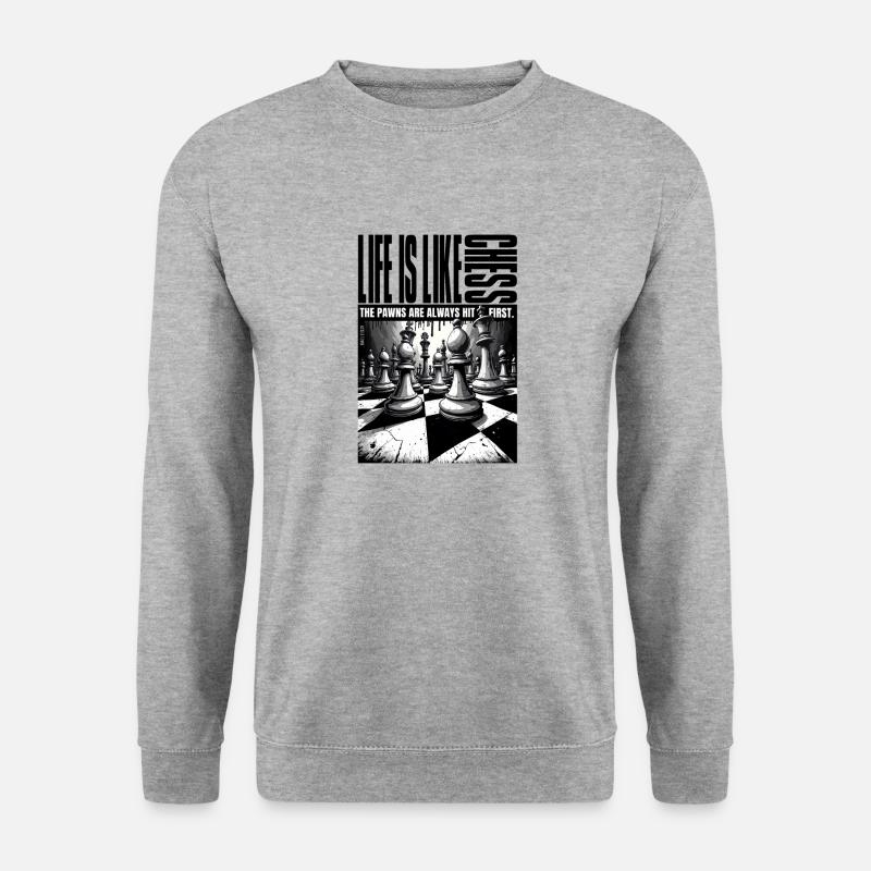 Life is Like Chess – EnrolDesign - Unisex Pullover - Weißgrau meliert