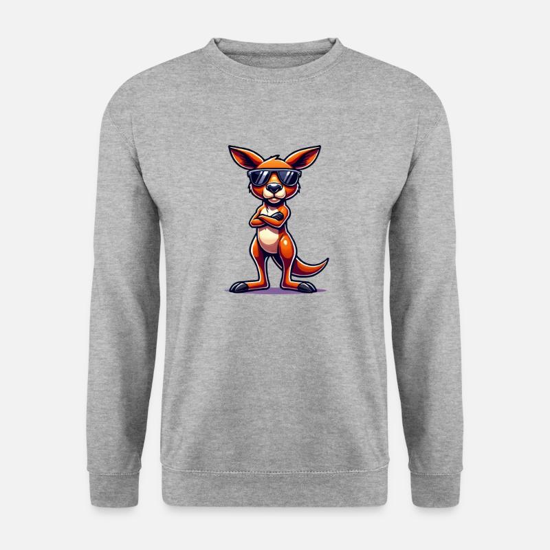 Kangaroo Comic - Unisex Pullover - Weißgrau meliert