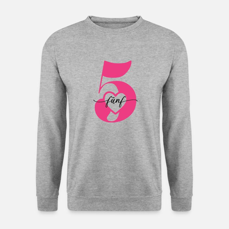 Digit Five 5 with Heart - Unisex Sweatshirt - salt & pepper