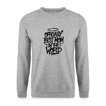 Officially Best Mom! - Unisex Pullover - Weißgrau meliert - Vorne - Alina (178cm) & Michal (187cm)