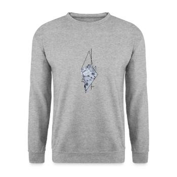 Berg Grafik Muster - Unisex Pullover - Weißgrau meliert - Vorne - Alina (178cm) & Michal (187cm)