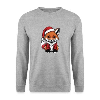 Fuchs Fox Weihnachtsmann Süß Geschenk für Frauen - Unisex Pullover - Weißgrau meliert - Vorne - Alina (178cm) & Michal (187cm)