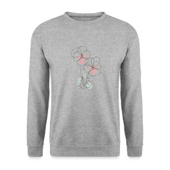 einfache Illustration Blumen Linie - Unisex Pullover - Weißgrau meliert - Vorne - Alina (178cm) & Michal (187cm)