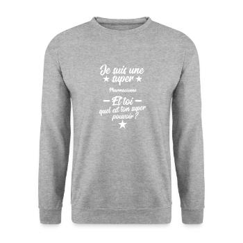 Je suis une super Pharmacienne cadeau - Sweat-shirt Unisexe - gris chiné - Devant - Alina (178cm) & Michal (187cm)