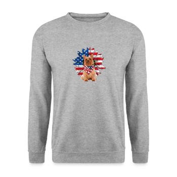 Drapeau américain Sunflower Dog Lovers 4 Juillet - Sweat-shirt Unisexe - gris chiné - Devant - Alina (178cm) & Michal (187cm)