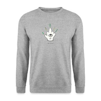 Mystischer Handschuh - Unisex Pullover - Weißgrau meliert - Vorne - Alina (178cm) & Michal (187cm)