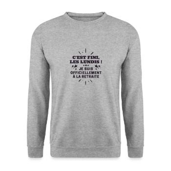 Libérée délivrée retraitée, cadeau retraite - Sweat-shirt Unisexe - gris chiné - Devant - Alina (178cm) & Michal (187cm)